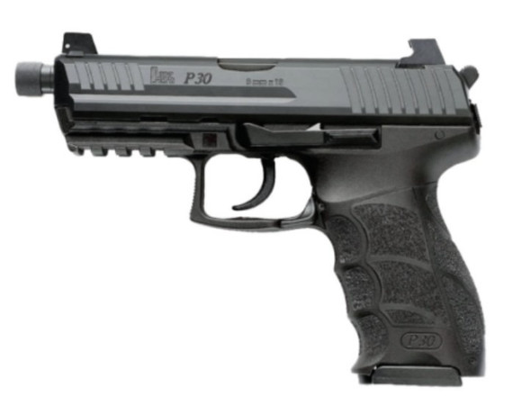 Heckler & Koch P30 Tactical V3, 2 Magazines, 9MM, 4.45" Threaded Barrel, 20 Rds, Black 