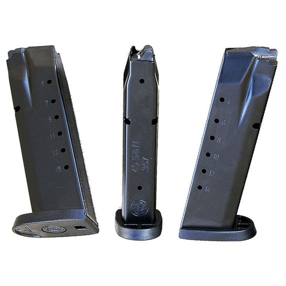 Smith & Wesson M&P 40, 15 Rds, Magazine, Steel Construction with Polymer Baseplate, Black 