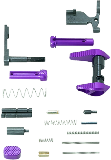 Timber Creek Outdoors Lower Parts Kit, Ambidextrous Safety Selector & Takedown Pins, Purple 