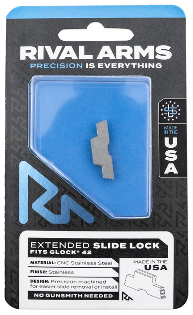 Rival Arms Extended Slide Lock, Fits Glock 42, Stainless 