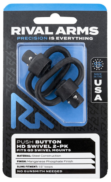 Rival Arms HD Swivel Set, Push Button HD Swivel 2-Pk, Manganese Phosphate Finish, Black 