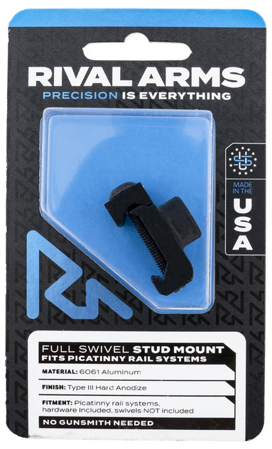 Rival Arms Full Swivel Stud Mount, Fits Picatinny Rail Systems, Black 