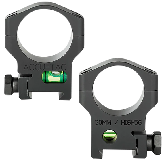 Accu-Tac HSR-300 30mm Scope Rings, High 56mm Objective Clearance, Flat Black Anodized 