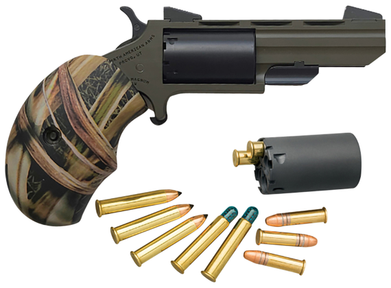 North American Arms Huntsman Conversion, 22 MAG/22 LR, .22 WMR, 2.00" Barrel, 5 Rds, OD Green 