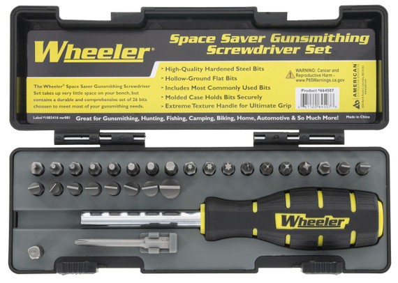 Wheeler Space Saver Gunsmithing Screwdriver Set, High-Quality Hardened Steel Bits, Gray 