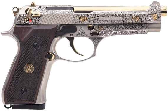 Derya Firearms Melik 9mm, 9MM, 10 Rds, Silver And Gold Engraved 