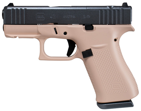 Glock G43X MOS, 9MM, 3.41" Barrel, 10 Rds, Peach Fuzz - 810105517880 