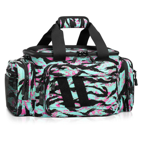 Savior Equipment Camo Specialist Series Range Bag, 3 Pistol Sleeves, Miami Tiger Stripe 
