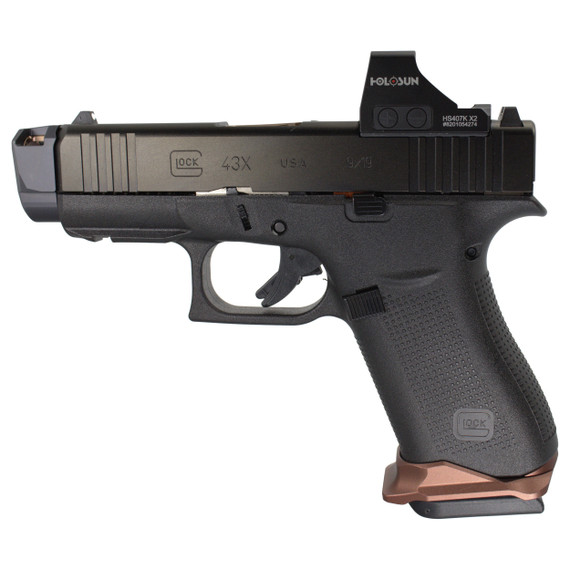 Glock 43X MOS w/ Holosun 407K-X2, 9MM, 15 Rds, Radian Afterburner + Ramjet, Black / Bronze 