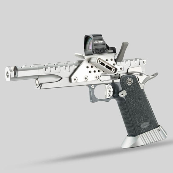 Bul Armory Fireball (2026) Pistol, SAS2 Platform, 9MM, 5.00" One-Piece Compensated Bull Barrel, 28 RDs, Up to 2.0 lb Link Trigger, PYRUS Optic Mount, Competition Magwell, Three Magazines, Silver Finish 
