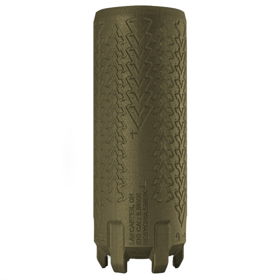 Irregular Design Group Hesychia 556UK + Micro Flow Enhancer Bundle, 5.56 NATO, 4.75" Length, 13 Oz, Monolithic Inconel 718, Hesion Bow Dual-Lock Mount, 1/2x28 Micro Flow Enhancer Included, OD Green 