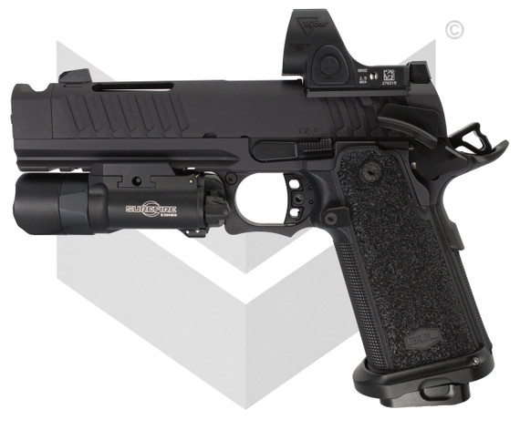 Bul Armory TAC COMP w/ Trijicon SRO 2.5 MOA & SureFire X300T-B Turbo, 9MM, 5.00" Barrel, 20 RDs, Ported Compensated Bull Barrel, B.A.O Multi-Footprint Optic Mount, Link Trigger System, Black PVD 