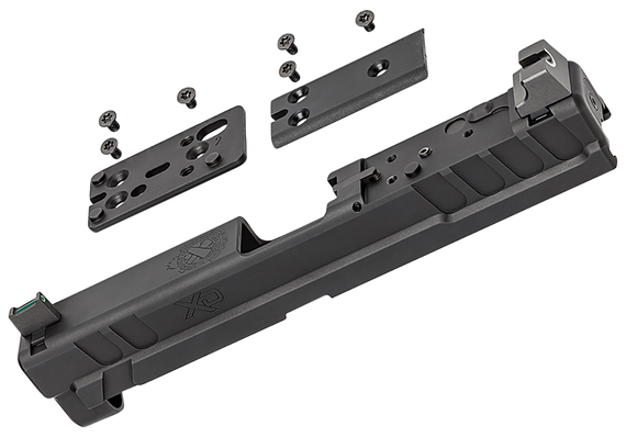 Springfield XD OSP Slide Assembly, Optics Cut, Suppressor Height Night Sights, Black Steel 
