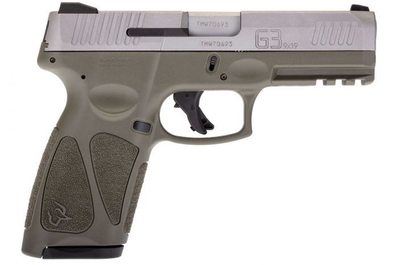 Taurus G3, 9MM, 4.00" Barrel, 15+1 Rds, Stainless/OD Green - 725327626008 