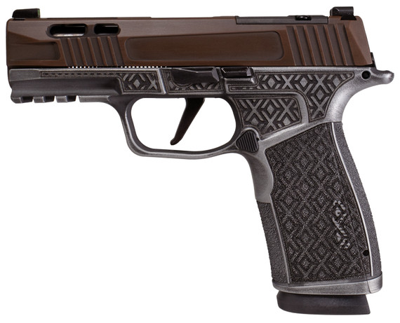 SIG Sauer P365 XMACRO, 9MM, Zaffiri Gold Threaded Barrel, 17 Rds, Brown Cerakote 