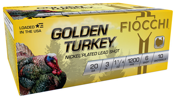 Fiocchi Golden Turkey, 20 Gauge, 3" Barrel, 10 Rds, Nickel Plated - 762344713120 