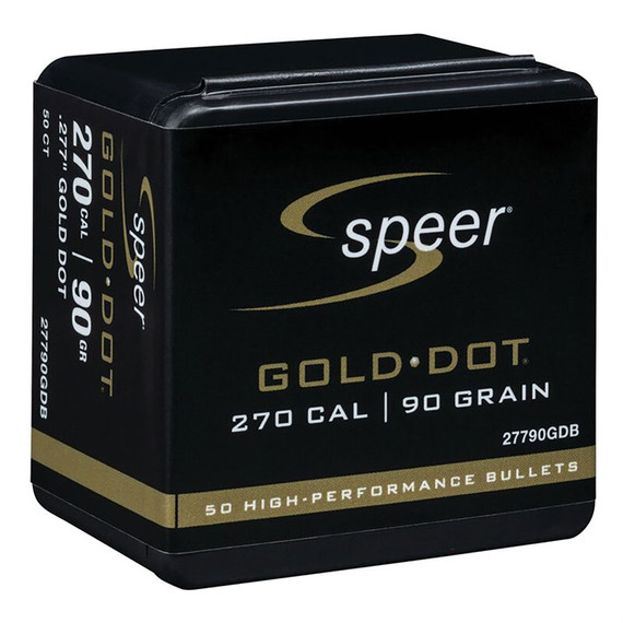 Speer Gold Dot Rifle Component Bullets, 270 Caliber (0.270''), 90gr, Soft Point, 50/Box - 604544635898 