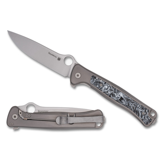 Spyderco Slym, Stonewash Finish, Gray Titanium Handle - 716104000487 