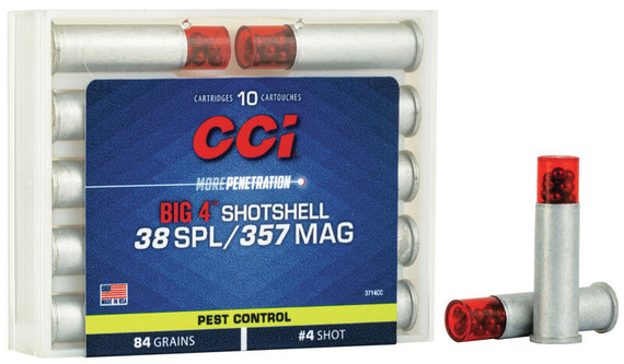 CCI Big 4 Shotshell, 38 Spl/357 Mag, 84 Grain, 10 Rounds - 604544618174 