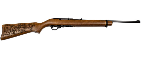 Ruger 10/22 Derby, 22LR, 18.5" Barrel, 10 Rds, Satin Black/Birch Derby Engraved - 756542285398 