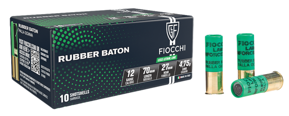 Fiocchi 12LEBA10 Rubber Baton Home Defense, 12 Gauge, 2.75" Barrel, 10 Rds