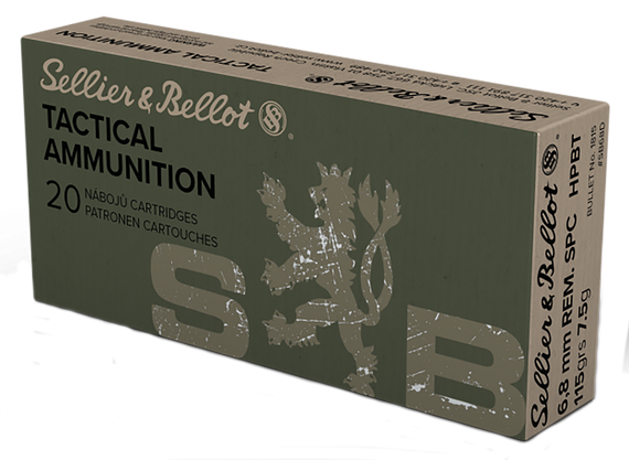 Sellier & Bellot SB68D, 6.8mm Rem SPC, 115 gr, Hollow Point Boat Tail, 20 Per Box - 754908512683 