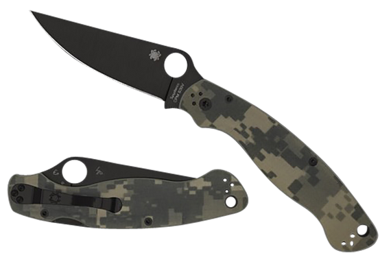 Spyderco Military 2, 4" Folding Plain Black DLC CPM S30V SS Blade, Digital Camo G10 Handle - 716104004737 