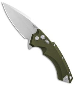 Hogue X5 Flipper, 4.0" Spear Point Blade, Tumbled Finish, OD Green Aluminum Frame - 743108345511 