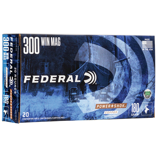 Federal Power-Shok Copper, 300 Win Mag, 180 Grain, 20 Rds - 604544624052 