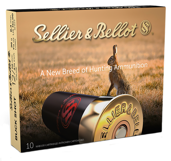 Sellier & Bellot SB12BSE, 12 Gauge, 2.75" Length, 12 Pellets, 00 Buck, 10 Box/25 Case - 754908533084 