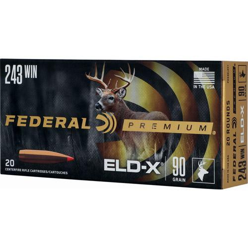 Federal Premium ELD-X, .243 WIN, 90gr HP, 3100 fps, 20 Rds, Brass - 604544689808 