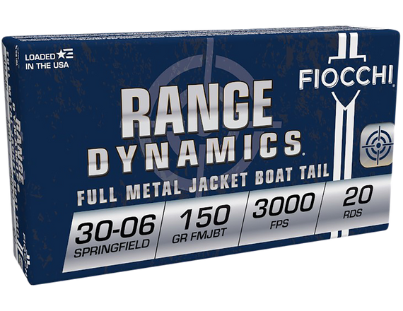 Fiocchi Range Dynamics, 30-06 Springfield, 150 Grain FMJBT, 200 Rounds - 762344706184 