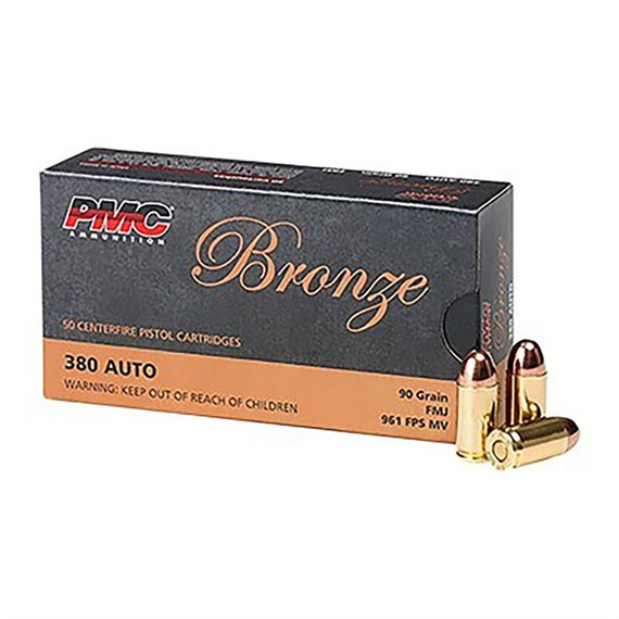 PMC Bronze 380 Auto, 90 Grain, Full Metal Jacket, 300 Rounds - 741569070096 