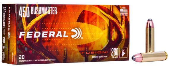 Federal Fusion, .450 Bushmaster, 260 Grain, 20 Rds, Brass - 604544647013 