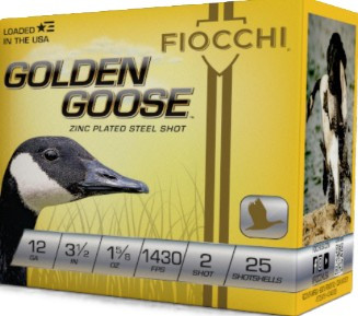 Fiocchi Golden Goose, 12 Gauge, 3.50" Barrel, 25 Rds, Zinc-Plated Steel - 762344705743 