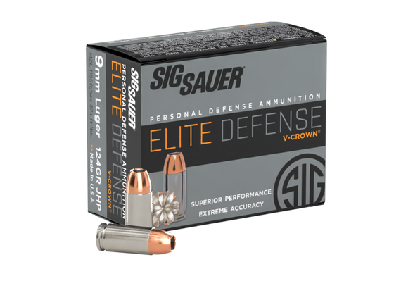 SIG Sauer Elite Performance V-Crown, 9MM, 124 Grain, 20 Rds - 798681458202 