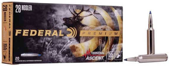 Federal Terminal Ascent, 28 Nosler, 155 gr, 20 Rds, Brass Finish - 604544659399 