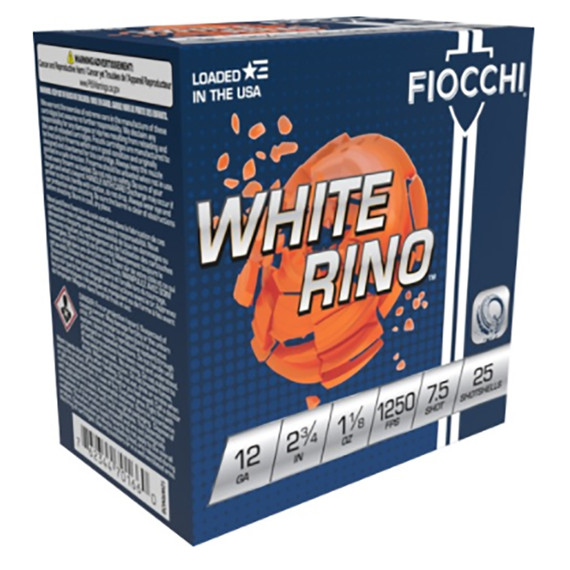 Fiocchi White Rino, 12GA, 2.75" Shells, 25 Rds, 1250 FPS 