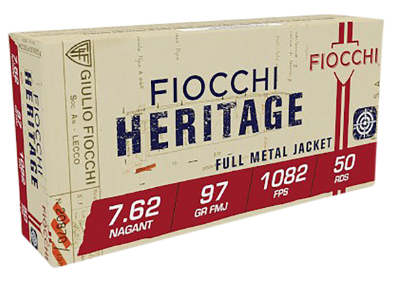 Fiocchi 762A Heritage, 7.62x38mmR Nagant, 97gr FMJ, 50Rds - 762344001449 