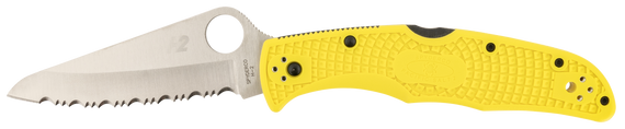 Spyderco Pacific Salt 2, Serrated, Yellow FRN Handle - 716104014316 