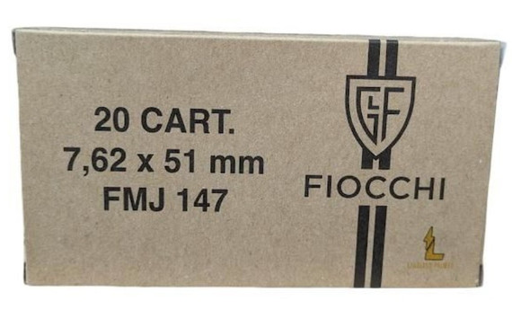Fiocchi Range Dynamics, 7.62x51, 147 Grain, FMJ, 20 Rounds - 762344714059 