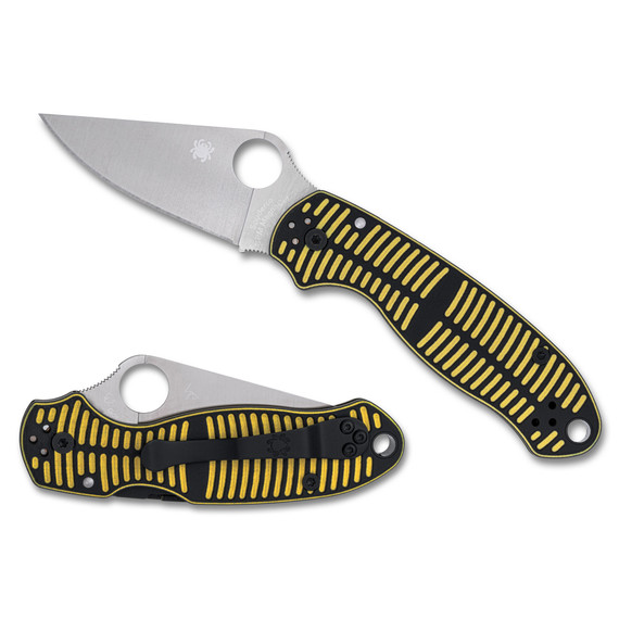 Spyderco Para 3 Salt, 2.93" Blade, Yellow/Black G-10 Handle, Satin Finish - 716104018734 