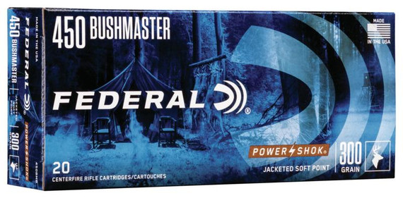 Federal Power-Shok, 450 Bushmaster, 300 gr, 20 Rds, Brass - 604544646993 