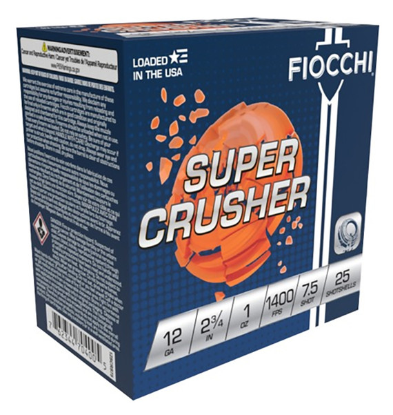 Fiocchi SuperCrusher 12ga, 2.75" Barrel, 1oz 7.5 Shot, 1400 FPS - 762344851440 