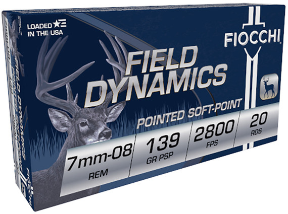 Fiocchi Field Dynamics, 7MM-08 REM, 139 Grain, 20 Rds, Pointed Soft Point - 762344711232 