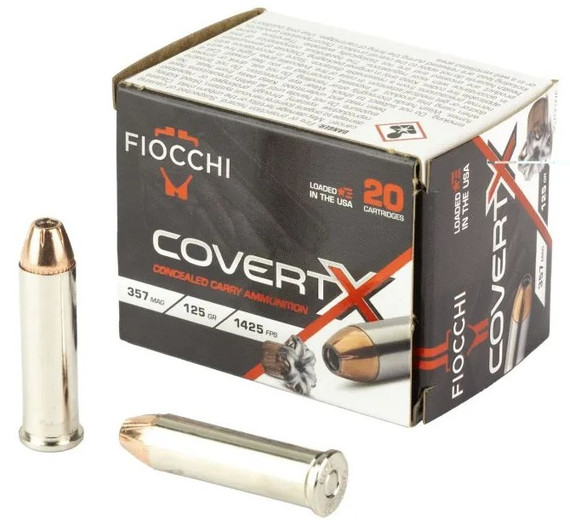 Fiocchi Covert X, 357 Magnum, 125 Grain JHP, 20 Rounds 