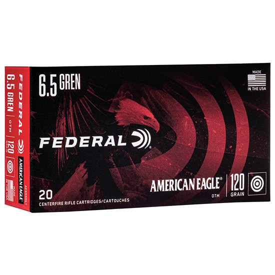 Federal American Eagle, 6.5MM GRENDEL, 120 Grain OTM, 20 Rds, Brass - 604544618082 