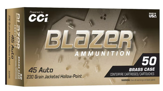 CCI Blazer Brass 45ACP, 230 Grain JHP, 50 Rounds - 604544700329 