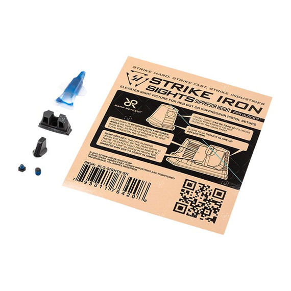 Strike Iron Sight Set for Glock, Suppressor Height, Black - 793811764208 
