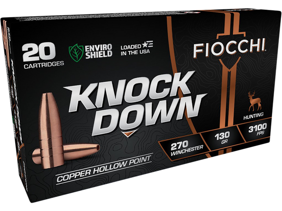 Fiocchi Knock Down Enviro Shield, 270 Win, 130 Grain, 200 Rds - 762344712864 
